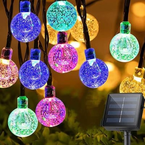 PowerMaster PM-29079 Solar Kristal Top Dekoratif Bahçe Lambası 5M Çok Renkli Animasyonlu Dış Mekan LED Işık Zinciri