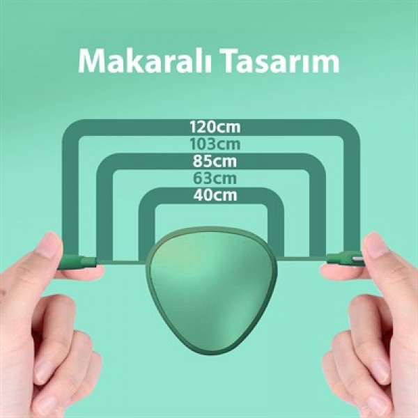 PowerMaster PM-29662 3'ü 1 Arada Cep Boy Makaralı 120cm 5 Kademeli Şarj Kablosu