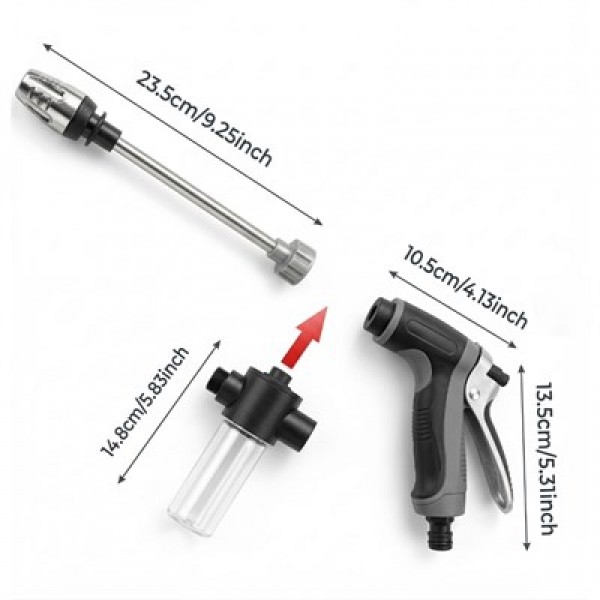 Powermaster PM-29663 Yüksek Basınçlı Uzun Çubuklu Araç Yıkama ve Sulama Seti