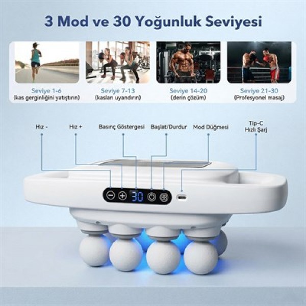 Powermaster PM-29678 Multi-Foksiyonel 8 Başlıklı Profesyonel Selülit Giderici ve Derin Doku Masaj Aleti