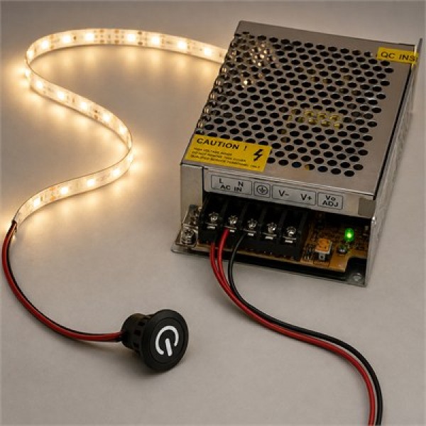 Powermaster PM-30798 12V DC 16mm Gömme Dokunmatik LED Dimmer Kontrolcüsü Switch Buton Beyaz