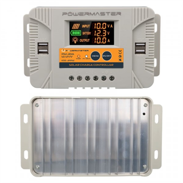 Powermaster PM-30A 12V-24V 30 Amper 4 USB Çıkışlı Dijital Ekranlı Solar Şarj Regülatörü