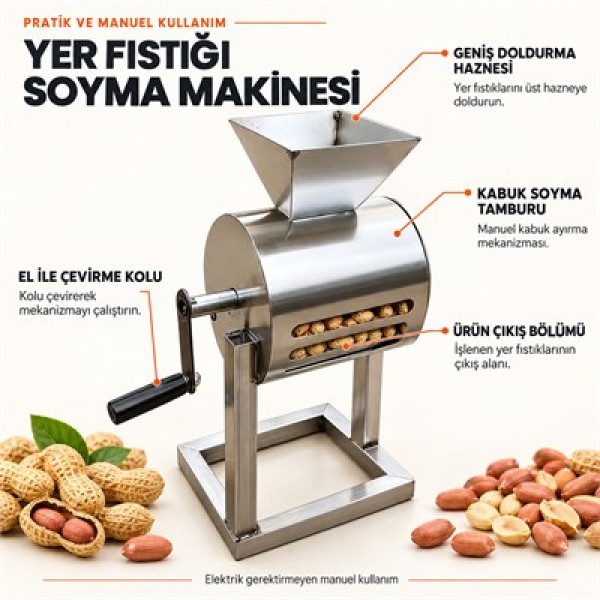 PowerMaster PM-38902 Manuel Yer Fıstığı Soyma Makinesi Metal Profil Gövdeli PowerMaster PM-38902 Manuel Yer Fıstığı Soyma Makinesi Metal Profil Gövdeli