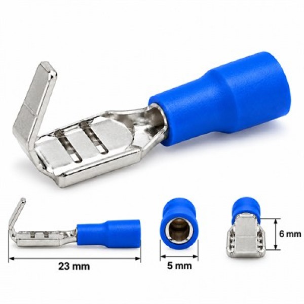 PowerMaster PM-39056 1,5-2,5mm2 Kesit 23x6x5mm Soket Mavi İzoleli Kablo Pabucu (100'lü Paket)