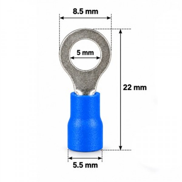 PowerMaster PM-39059 1,5-2,5mm2 Kesit 22x8x6,5mm Soket Mavi İzoleli Kablo Pabucu (100'lü Paket)