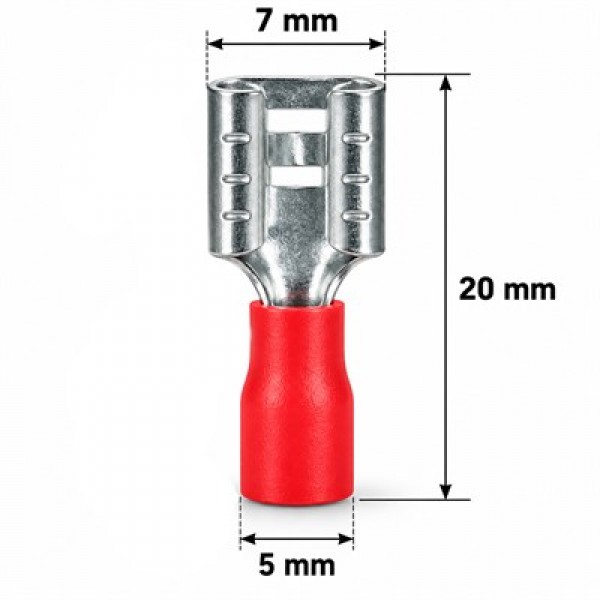 PowerMaster PM-39067 0,5-1,5mm2 Kesit 20x7x5mm Soket Kırmızı İzoleli Kablo Pabucu (100'lü Paket)