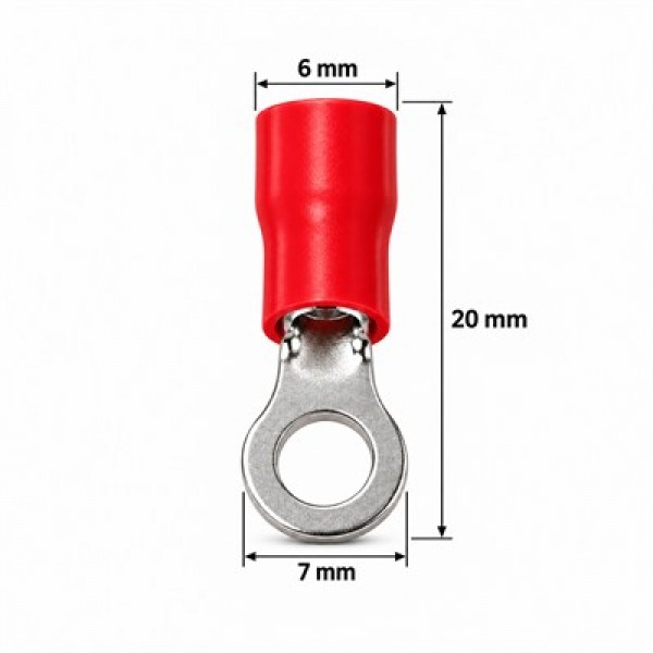 PowerMaster PM-39070 0,5-1,5mm2 Kesit 20x6x7mm Soket Kırmızı İzoleli Kablo Pabucu (100'lü Paket)