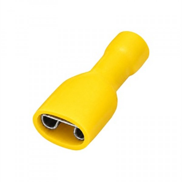 PowerMaster PM-39073 4-6mm2 Kesit 24x10x7,5mm Soket Sarı İzoleli Kablo Pabucu (100'lü Paket)