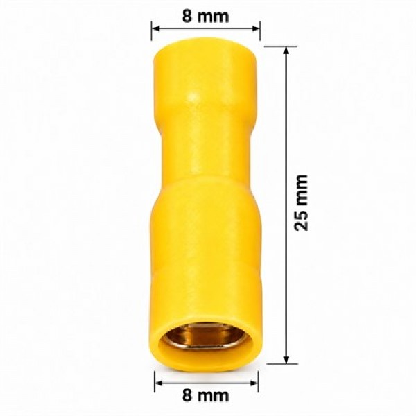 PowerMaster PM-39075 4-6mm2 Kesit 25x8x8mm Soket Sarı İzoleli Kablo Pabucu (100'lü Paket)