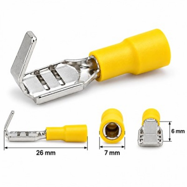 PowerMaster PM-39076 4-6mm2 Kesit 26x7x6mm Soket Sarı İzoleli Kablo Pabucu (100'lü Paket) PowerMaster PM-39076 4-6mm2 Kesit 26x7x6mm Soket Sarı İzoleli Kablo Pabucu (100'lü Paket)