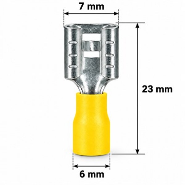 PowerMaster PM-39077 4-6mm2 Kesit 23x7x6mm Soket Sarı İzoleli Kablo Pabucu (100'lü Paket) PowerMaster PM-39077 4-6mm2 Kesit 23x7x6mm Soket Sarı İzoleli Kablo Pabucu (100'lü Paket)