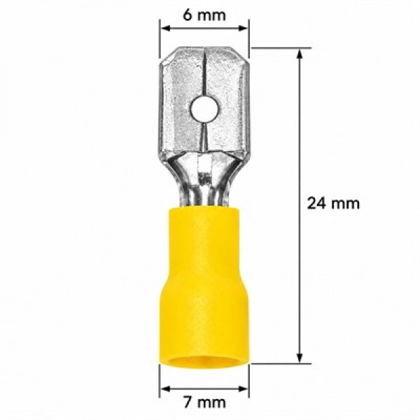 PowerMaster PM-39081 4-6mm2 Kesit 24x7x6mm Soket Sarı İzoleli Kablo Pabucu (100'lü Paket) PowerMaster PM-39081 4-6mm2 Kesit 24x7x6mm Soket Sarı İzoleli Kablo Pabucu (100'lü Paket)