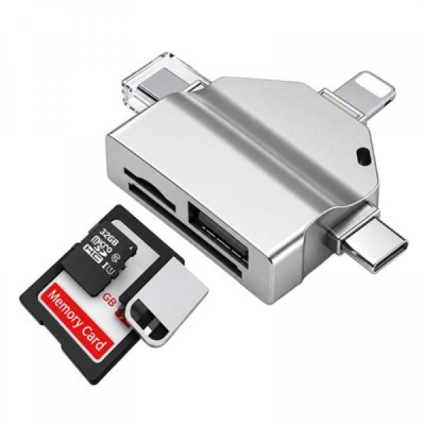 PowerMaster PM-39093 USB A USB C Lightning 3'Ü 1 Arada SD MicroSD Otg Kart Okuyucu