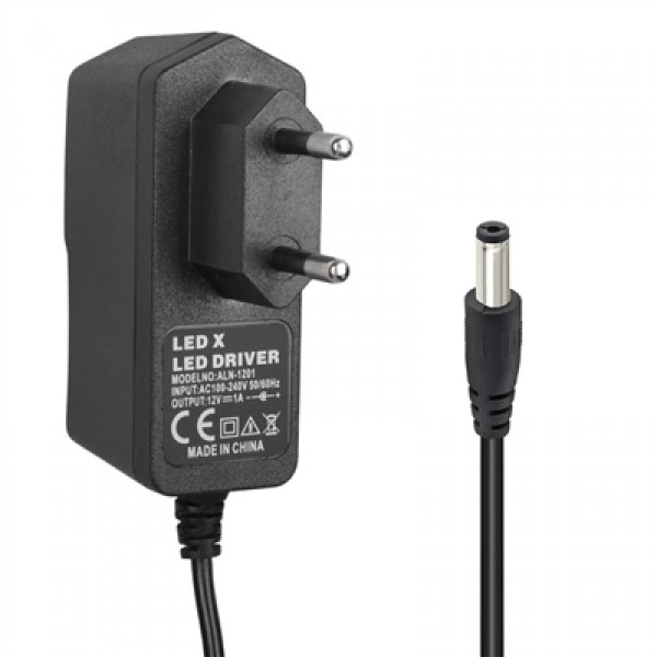 Powermaster PM-8118 12 Volt - 1 Amper 5.5*2.5 Mm Uçlu Plastik Kasa Priz Tipi Adaptör