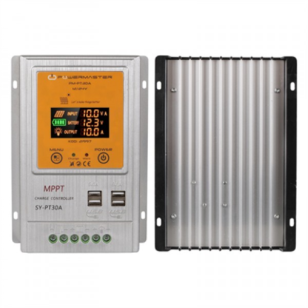 Powermaster PM-PT30A 12V-24V 30 Amper MPPT 4 USB'li Dijital Alüminyum Kasa Solar Şarj Regülatörü