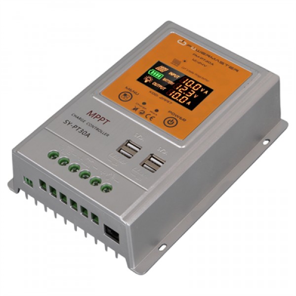 Powermaster PM-PT30A 12V-24V 30 Amper MPPT 4 USB'li Dijital Alüminyum Kasa Solar Şarj Regülatörü