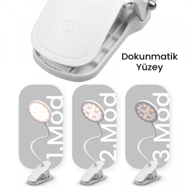 Powermaster BL-1213 USB'li Dokunmatik Düğmeli Üç Modlu Beyaz Işık Masa Lambası 