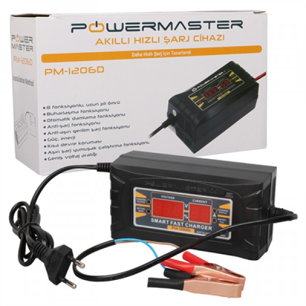 PowerMaster SON-1206D 12 Volt - 6 Amper Akıllı Hızlı Akü Şarj Cihazı