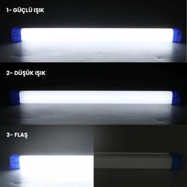 PowerMaster T530 32cm 40W Çubuk Portatif LED Işıldak Şarjlı Tüp Lamba 1200mAh