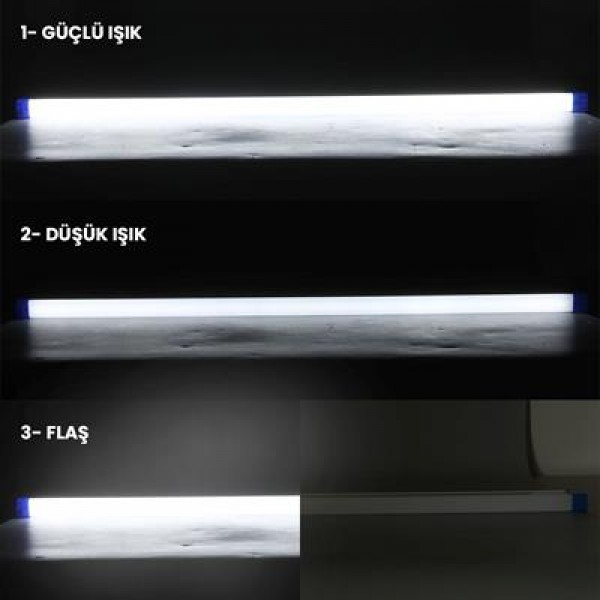 PowerMaster T570 70cm 100W Çubuk Portatif LED Işıldak Şarjlı Tüp Lamba 1800mAh