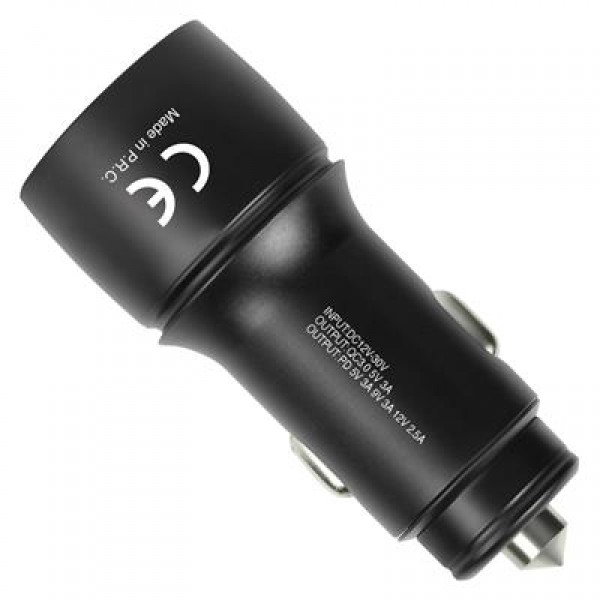 Powerway CC36 30W PD + QC 3.0 Çift Çıkışlı Metal Araç Çakmaklık Hızlı Şarj Kablolu Set