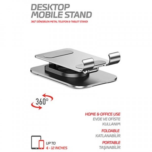 Powerway DMS33 Full Metal Gövde 360 Derece Dönebilen Masaüstü Telefon Standı