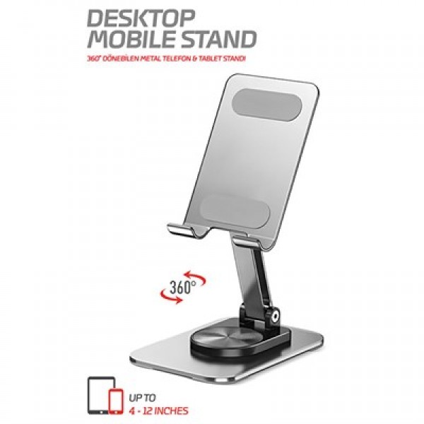 Powerway DMS33 Full Metal Gövde 360 Derece Dönebilen Masaüstü Telefon Standı
