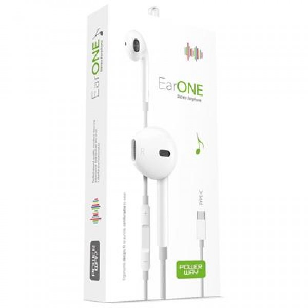 Powerway Earone Mikrofonlu Kablolu Kulaklık TYPE-C Çıkışlı Tüm Cihazlarla Uyumlu Stereo