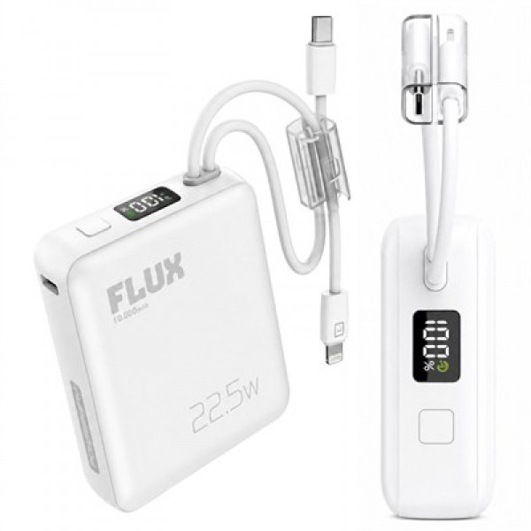 Powerway FLUX 10.000 mAh 22.5W Entegre Kablolu Hızlı Şarj Powerbank Beyaz Powerway FLUX 10.000 mAh 22.5W Entegre Kablolu Hızlı Şarj Powerbank Beyaz