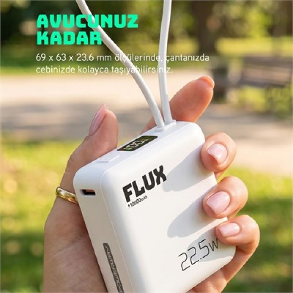 Powerway FLUX 10.000 mAh 22.5W Entegre Kablolu Hızlı Şarj Powerbank Beyaz Powerway FLUX 10.000 mAh 22.5W Entegre Kablolu Hızlı Şarj Powerbank Beyaz