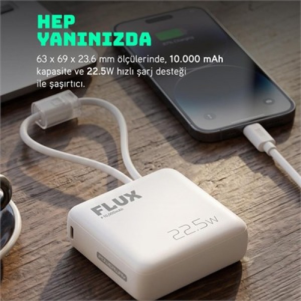 Powerway FLUX 10.000 mAh 22.5W Entegre Kablolu Hızlı Şarj Powerbank Beyaz Powerway FLUX 10.000 mAh 22.5W Entegre Kablolu Hızlı Şarj Powerbank Beyaz