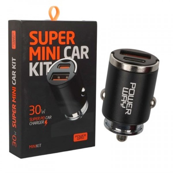 Powerway MiniKit 30W Super PD & QC 4.0 Çift Çıkışlı Hızlı Ultra Kompakt Metal Araç Şarj Cihazı