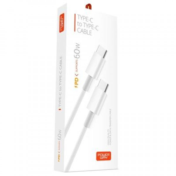 Powerway PD60 TYPE-C TO TYPE-C 60W 1 Metre Hızlı Şarj ve Data Kablosu