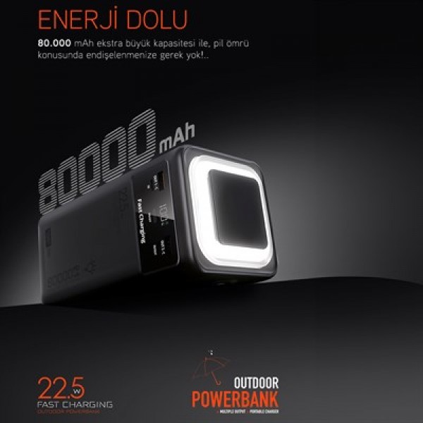 Powerway PD80 (PD22.5W) 80.000 Mah Dijital Göstergeli Powerbank