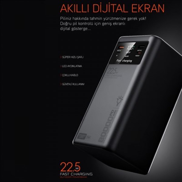 Powerway PD80 (PD22.5W) 80.000 Mah Dijital Göstergeli Powerbank
