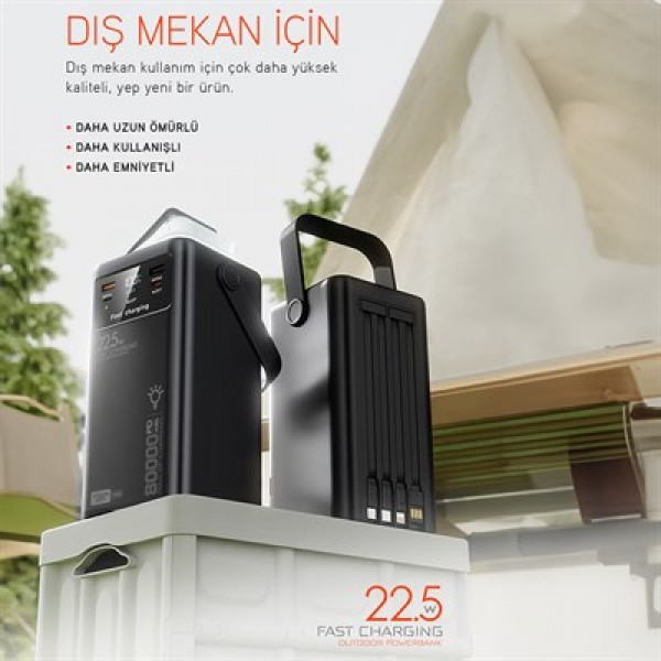 Powerway PD80 (PD22.5W) 80.000 Mah Dijital Göstergeli Powerbank