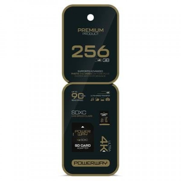Powerway Premium 256 GB 90MB/S Ultra Hızlı 4K Destekli SDXC Hafıza Kartı