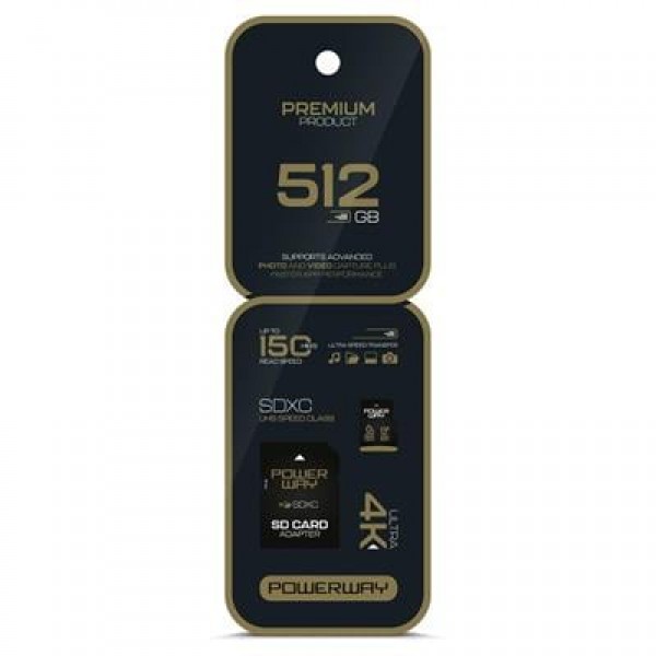 Powerway Premium 512 GB 150MB/S Ultra Hızlı 4K Destekli SDXC Hafıza Kartı