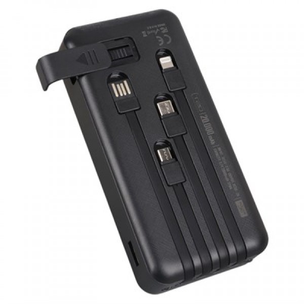 POWERWAY T20 KENDİNDEN KABLOLU DİJİTAL EKRAN 20.000 MAH SİYAH POWERBANK
