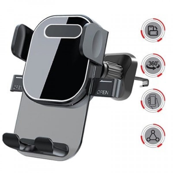 Powerway TT49 Araç İçi Petek Klima İçin Kıskaçlı Destekli Telefon Tutucu