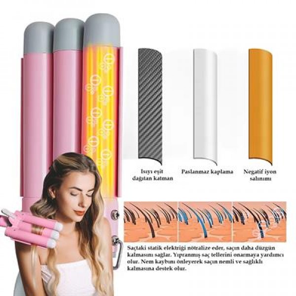 Premio T-0042 Triple Su Dalgası Profesyonel Saç Şekillendirici Maşası Premio T-0042 Triple Su Dalgası Profesyonel Saç Şekillendirici Maşası