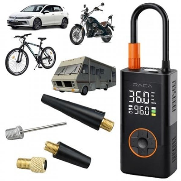 Raca Dijital Ekranlı Araç, Lastik, Top, Bisiklet Şişirme Taşınabilir Hava Kompresörü