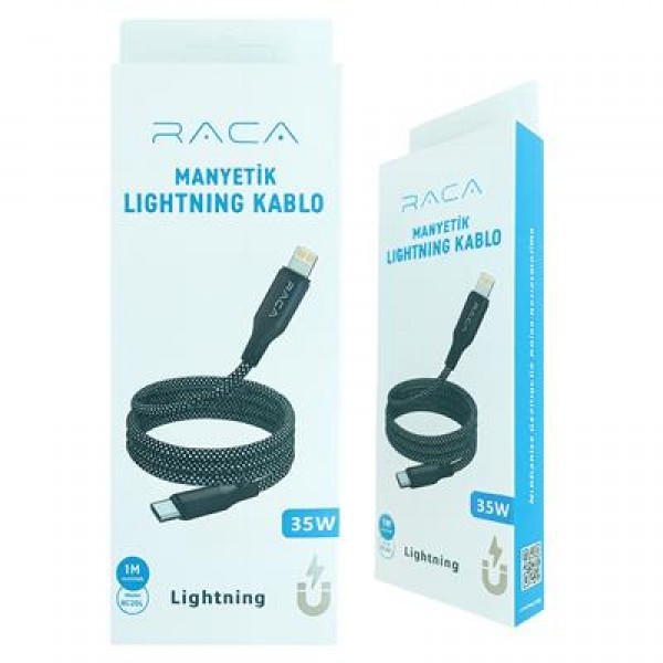 Raca RC20L 35 Watt Type-C to Lightning Manyetik Şarj Kablosu (1 Metre) - Siyah