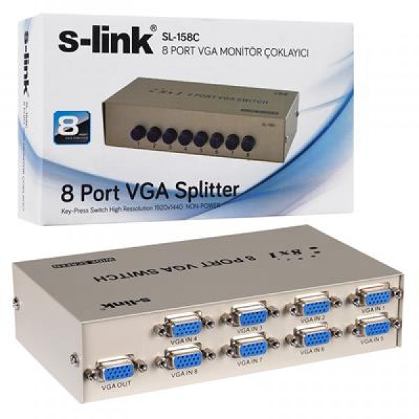 S-Link SL-158C 8x1 Port VGA Switch (8 Giriş - 1 Çıkış) S-Link SL-158C 8x1 Port VGA Switch (8 Giriş - 1 Çıkış)