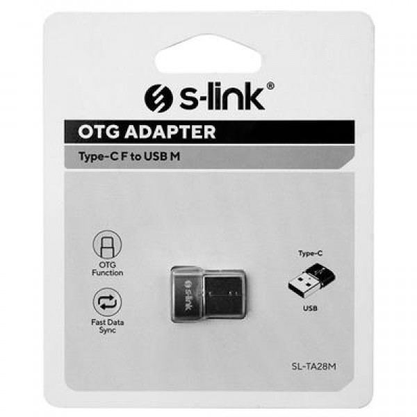 S-Link SL-TA28M Otg Çevirici TYPE-C Dişi TO USB Erkek Metal Gövdeli