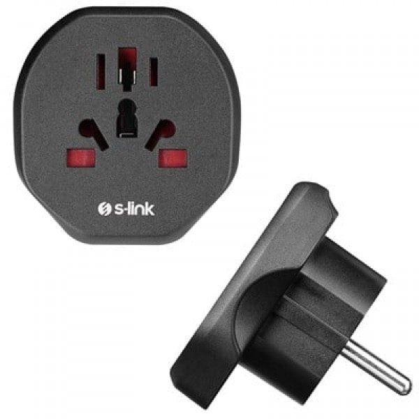 S-Link SL-WL09 Çok Amaçlı Universal Avrupa Çıkışlı - Türk Priz Çevirici 