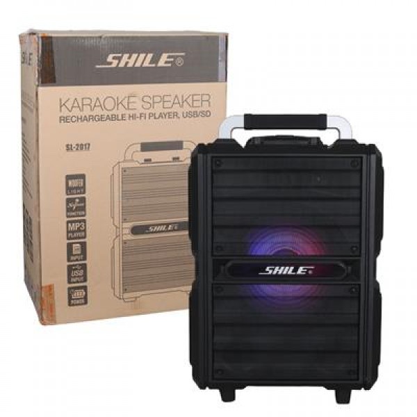 Shile SL-2017 50 Watt Taşınabilir Seyyar Aktif Amfi Hoparlör Kablosuz EL + Yaka Mikrofonlu USB+SD+BT Kumandalı