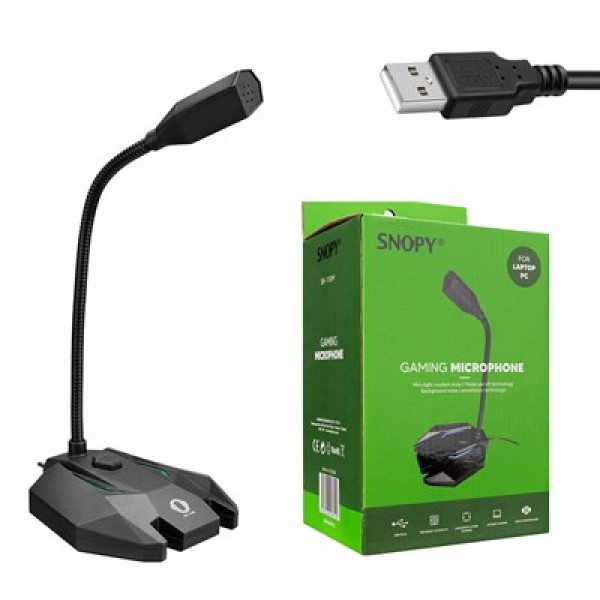 SNOPY SN-110M Siyah Led Işıklı USB Gaming Oyuncu Masaüstü Mikrofon