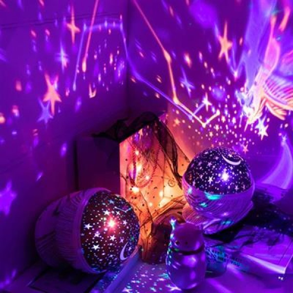 PowerMaster PM-2736 Dönen Projeksiyonlu Gece Lambası Renkli Yıldızlı Gökyüzü Tavan Aydınlatma