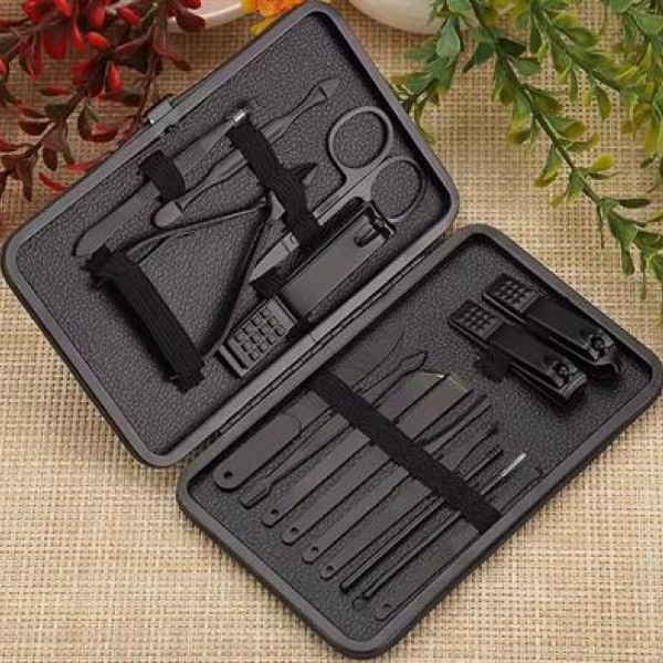 Sunup SN-27099 Siyah Paslanmaz Çelik 18in1 Profesyonel Manikür Tırnak Bakım Seti